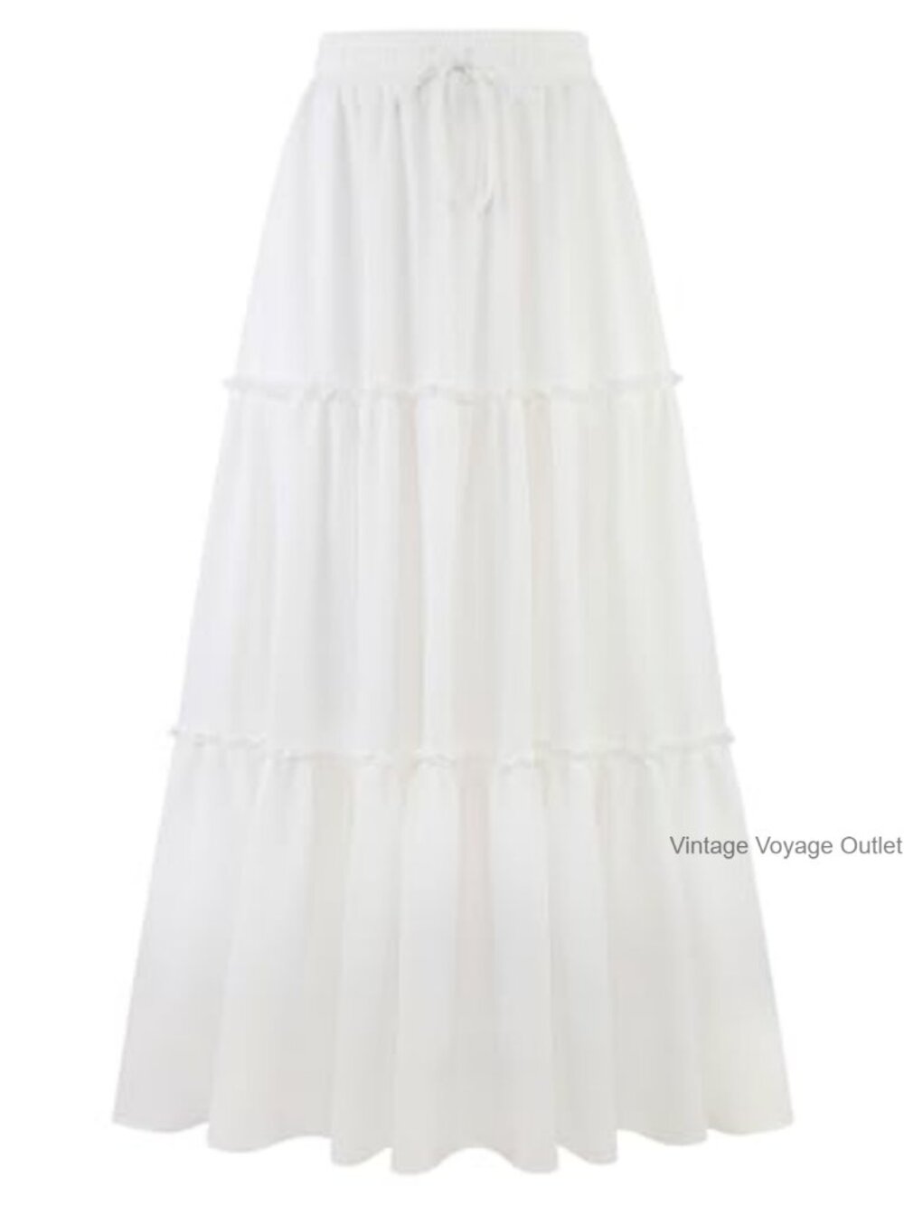 Women's Summer Maxi Skirt High Waist Pleated Ruffle Flowy Beach with Pockets